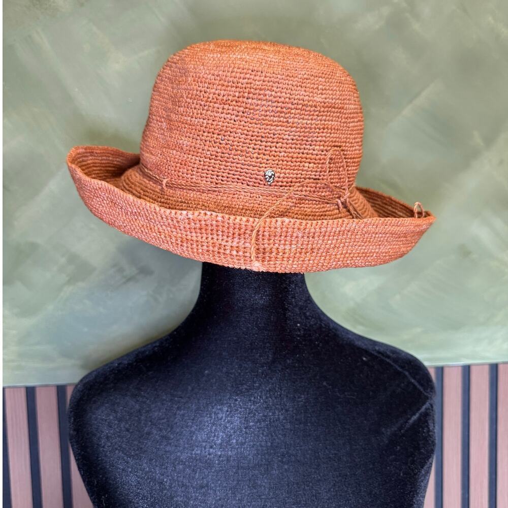 Helen Kaminski Provence 10 Raffia Crochet Hat Orange Brown One Size - Picture 5 of 8